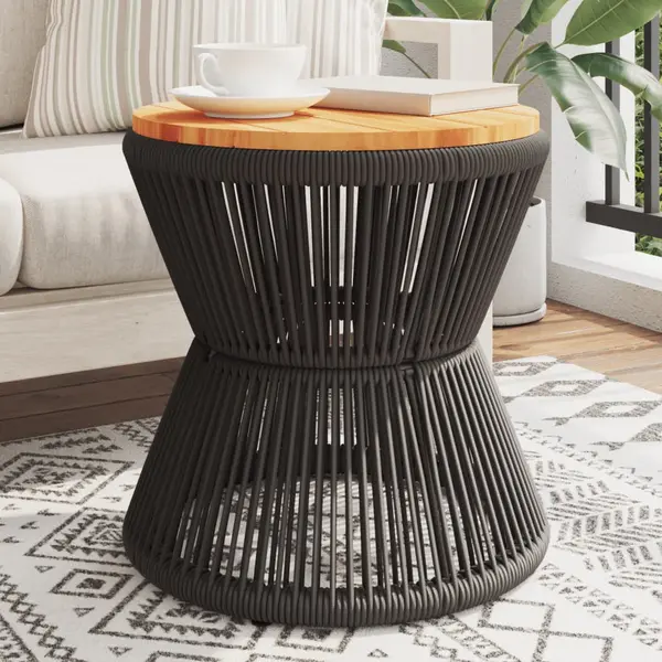 Gossi masuta cafea baza din sarma negru Ø 45x44 cm, lemn masiv acacia