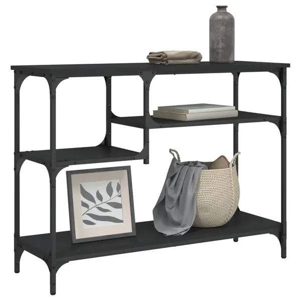 Gossi masuta consola cu rafturi, negru, 100x35x75 cm