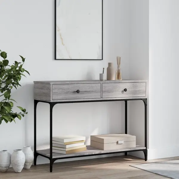 Gossi masuta consola, gri sonoma, 100x34,5x75 cm, lemn prelucrat