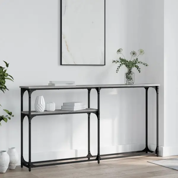 Gossi masuta consola, gri sonoma, 145x22,5x75 cm, lemn prelucrat