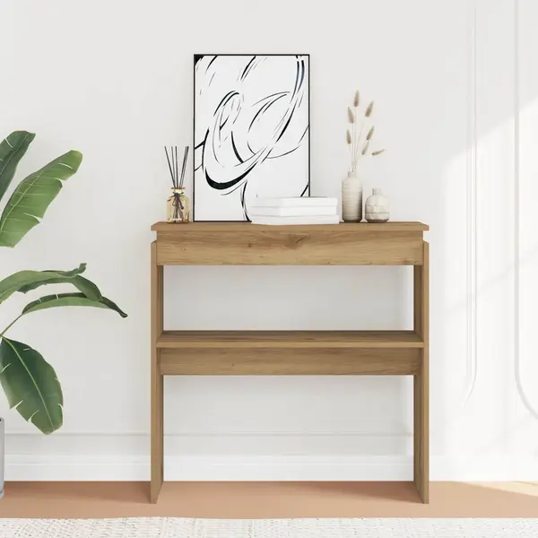 Gossi masuta consola, stejar artizanal, 80x30x80 cm, lemn prelucrat