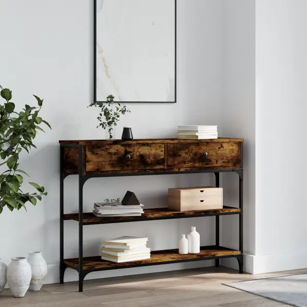 Gossi masuta consola, stejar fumuriu, 100x25x75 cm, lemn prelucrat