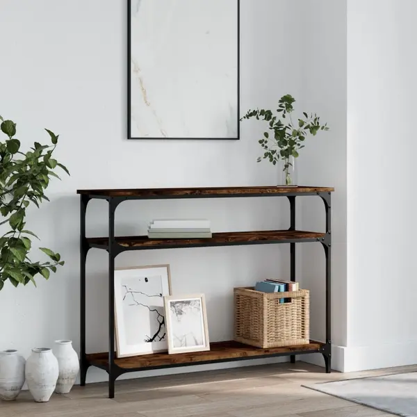 Gossi masuta consola, stejar fumuriu, 100x29x75 cm, lemn prelucrat