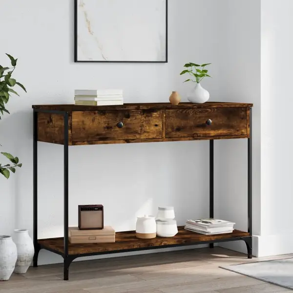 Gossi masuta consola, stejar fumuriu, 100x34,5x75 cm, lemn prelucrat