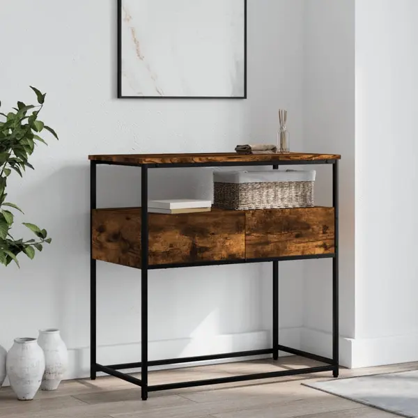 Gossi masuta consola, stejar fumuriu, 75x40x75 cm, lemn prelucrat