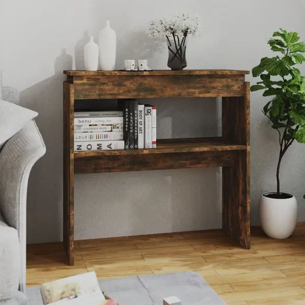Gossi masuta consola, stejar fumuriu, 80x30x80 cm, lemn prelucrat