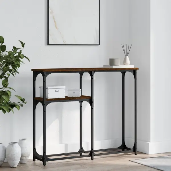 Gossi masuta consola, stejar maro, 90x22,5x75 cm, lemn prelucrat