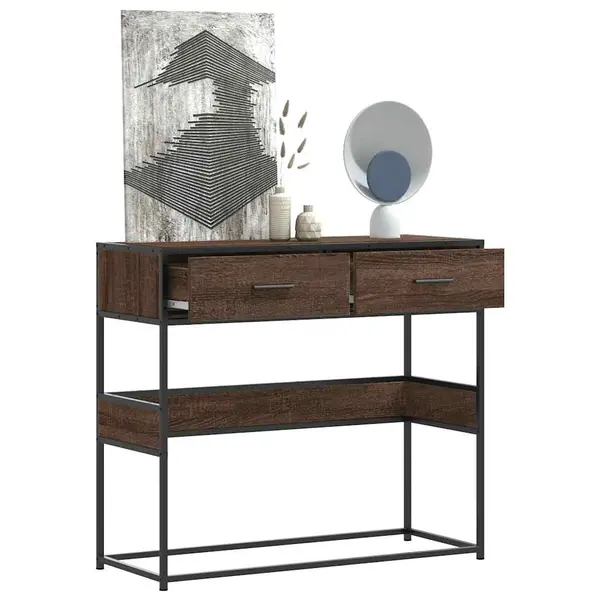 Gossi masuta consola, stejar maro, 90x35x80 cm, lemn prelucrat