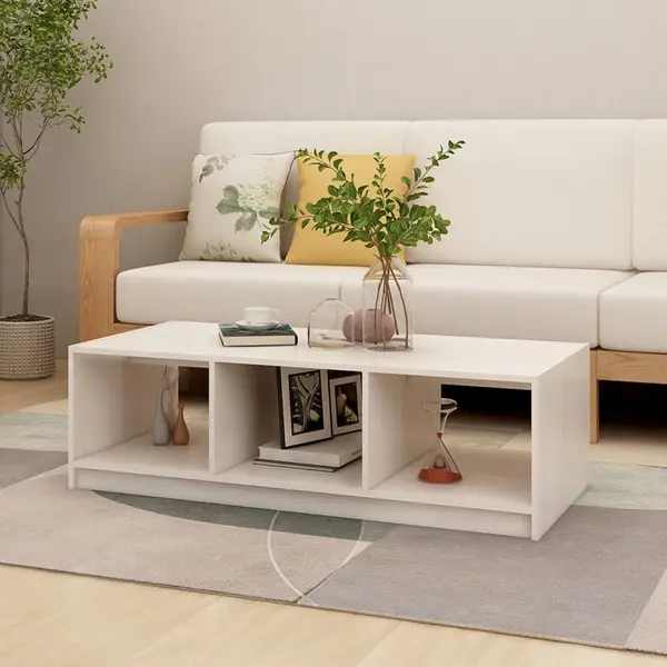 Gossi masuta de cafea, alb, 110x50x34 cm, lemn masiv de pin