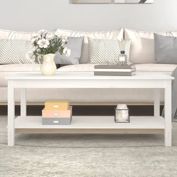 Gossi masuta de cafea, alb, 110x55x45 cm, lemn masiv de pin