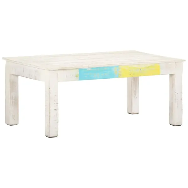 Gossi masuta de cafea, alb, 110x60x45 cm, lemn masiv de mango