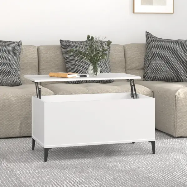 Gossi masuta de cafea, alb, 90x44,5x45 cm, lemn compozit