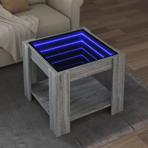 Gossi masuta de cafea cu led gri sonoma 53x53x45 cm lemn prelucrat