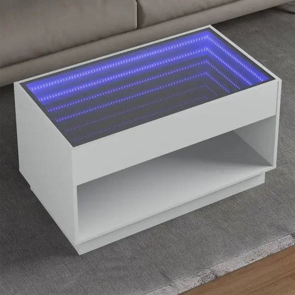 Gossi masuta de cafea cu led infinity, alb, 90x50x50 cm