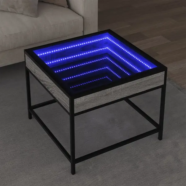 Gossi masuta de cafea cu led infinity, gri sonoma, 50x50x41 cm