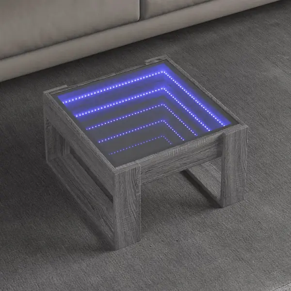 Gossi masuta de cafea cu led infinity, gri sonoma, 50x53x30 cm