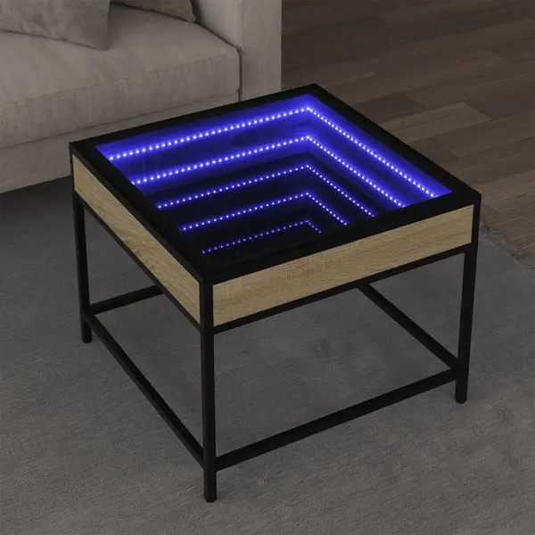 Gossi masuta de cafea cu led infinity, stejar sonoma, 50x50x41 cm