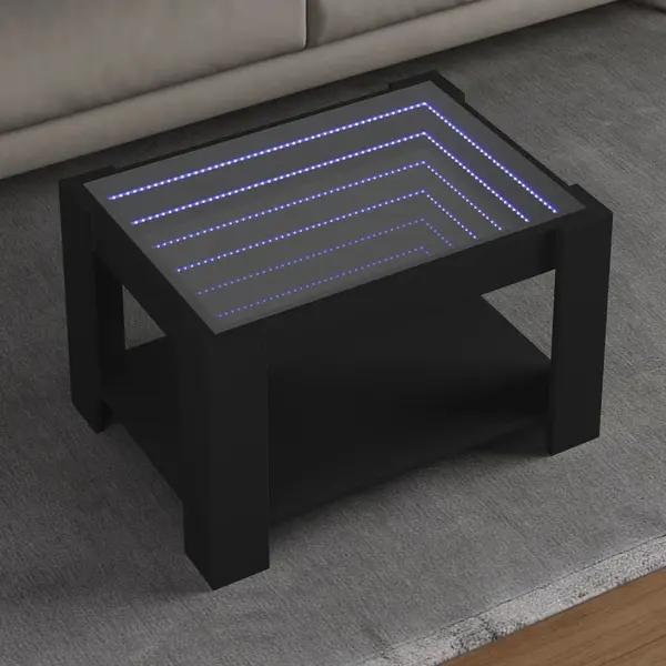 Gossi masuta de cafea cu led, negru, 73x53x45 cm, lemn prelucrat
