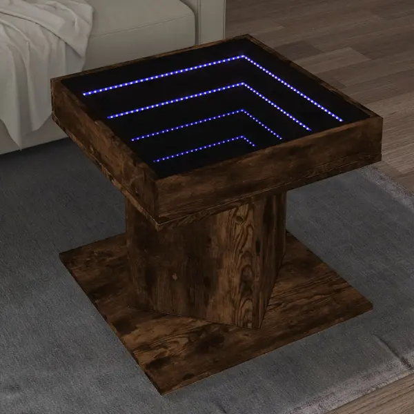 Gossi masuta de cafea cu led stejar fumuriu 50x50x45cm lemn prelucrat