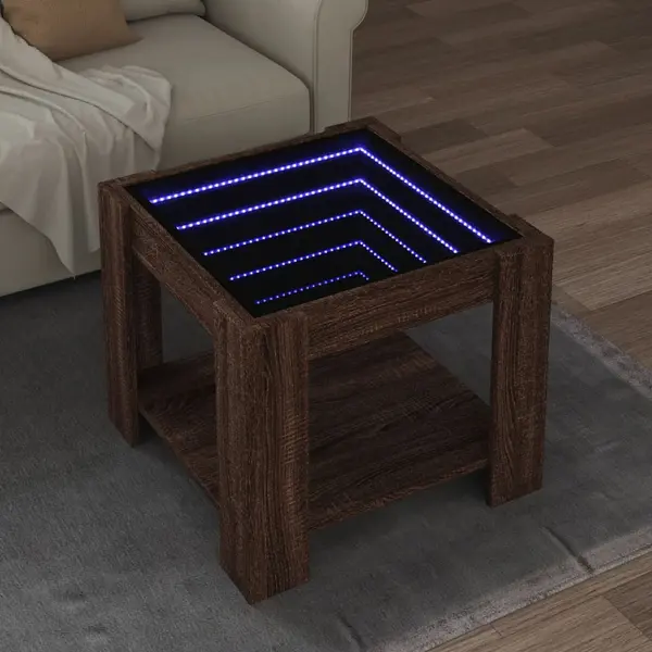 Gossi masuta de cafea cu led stejar maro 53x53x45 cm lemn prelucrat