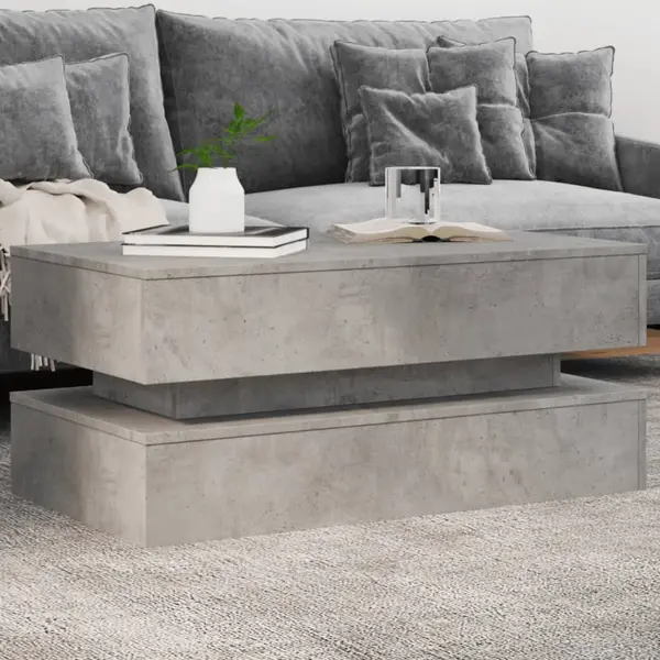 Gossi masuta de cafea cu lumini led, gri beton, 90x50x40 cm