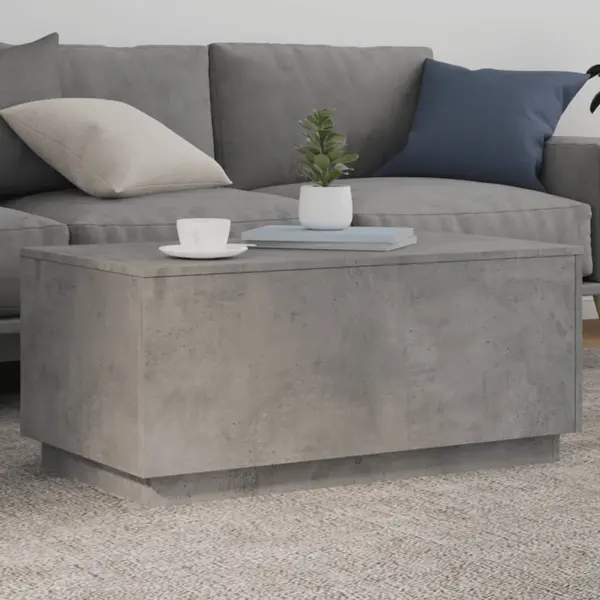 Gossi masuta de cafea cu lumini led, gri beton, 90x50x40 cm