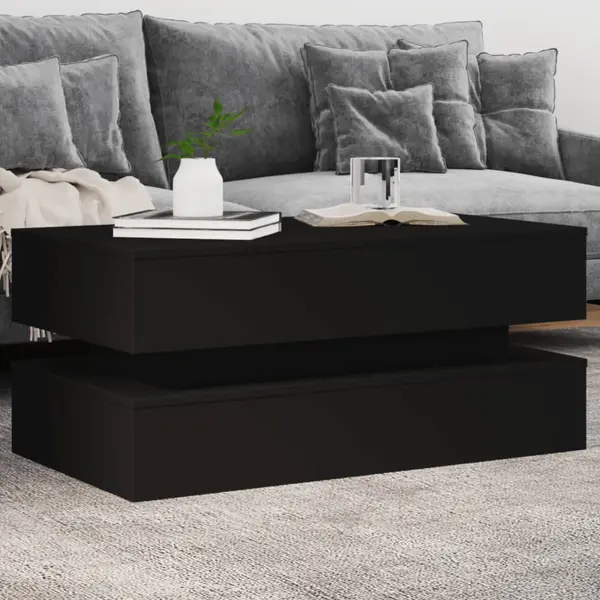 Gossi masuta de cafea cu lumini led, negru, 90x50x40 cm