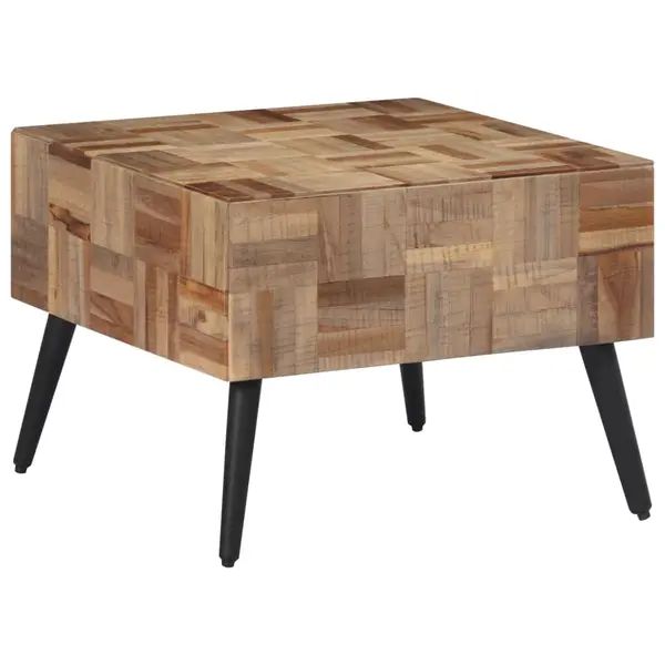 Gossi masuta de cafea, gri, 55x55x40 cm, lemn masiv de tec reciclat