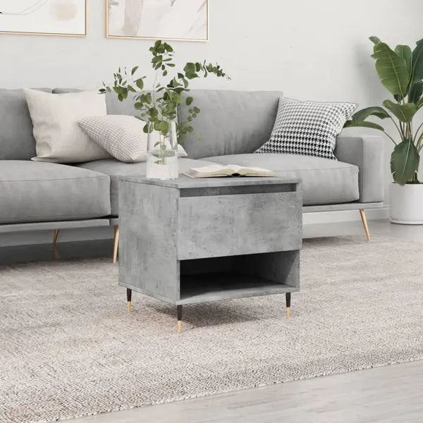 Gossi masuta de cafea, gri beton, 50x46x50 cm, lemn prelucrat