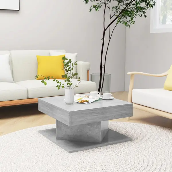 Gossi masuta de cafea, gri beton, 57x57x30 cm, lemn prelucrat