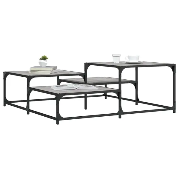 Gossi masuta de cafea, gri sonoma, 107x107x40 cm, lemn compozit