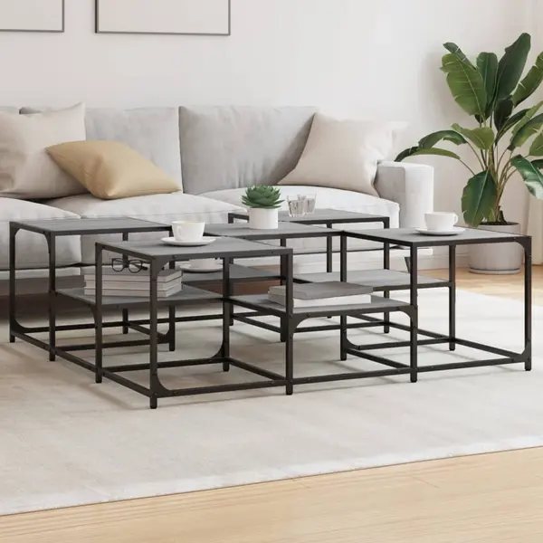 Gossi masuta de cafea, gri sonoma, 121x121x40 cm, lemn prelucrat