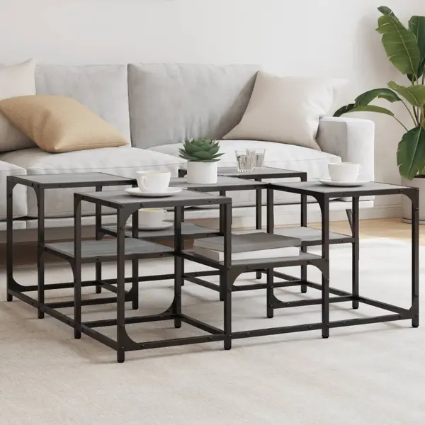 Gossi masuta de cafea, gri sonoma, 91x91x40 cm, lemn prelucrat