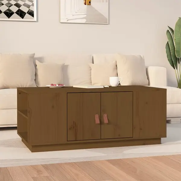 Gossi masuta de cafea, maro miere, 100x50x41 cm, lemn masiv de pin