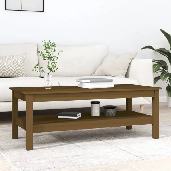 Gossi masuta de cafea, maro miere, 110x50x40 cm, lemn masiv de pin