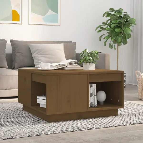 Gossi masuta de cafea, maro miere, 60x61x32,5 cm, lemn masiv de pin