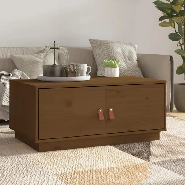 Gossi masuta de cafea, maro miere, 80x50x35 cm, lemn masiv de pin