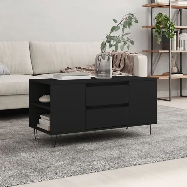 Gossi masuta de cafea, negru, 102x44,5x50 cm, lemn prelucrat