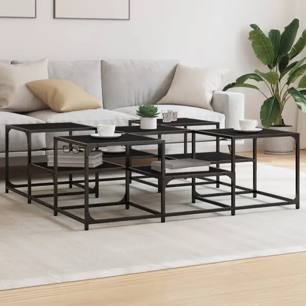 Gossi masuta de cafea, negru, 121x121x40 cm, lemn prelucrat
