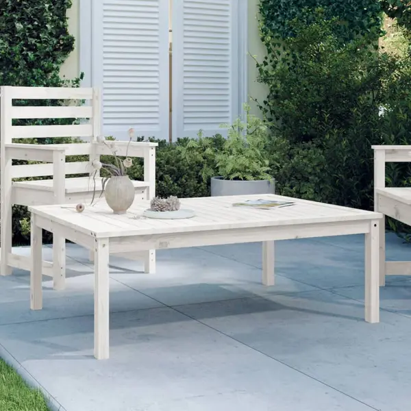 Gossi masuta de gradina, alb, 121x82,5x45 cm, lemn masiv de pin