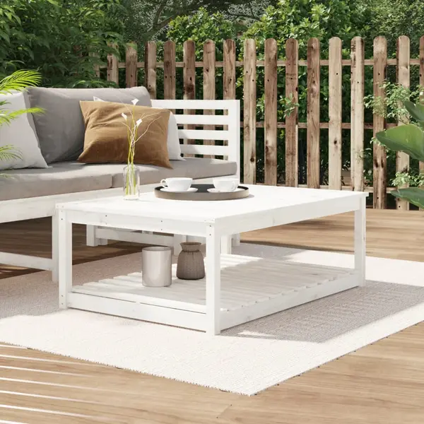 Gossi masuta de gradina, alb, 121x82,5x45 cm, lemn masiv de pin