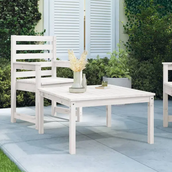 Gossi masuta de gradina, alb, 82,5x82,5x45 cm, lemn masiv de pin