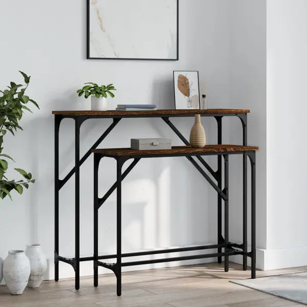 Gossi masute console, 2 buc., stejar maro, lemn compozit