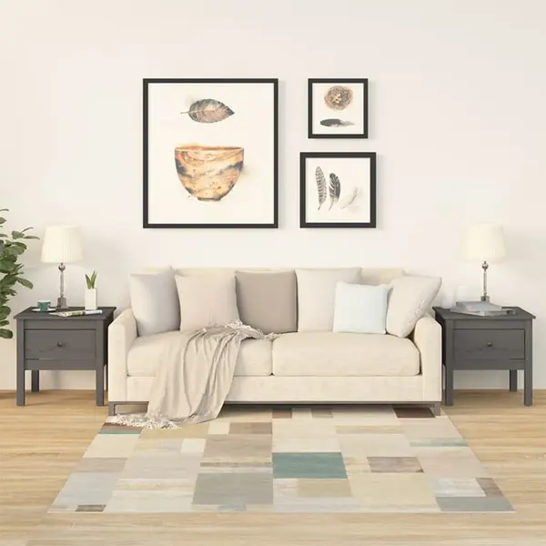 Gossi mese laterale, 2 buc., gri, 50x50x49 cm, lemn masiv de pin