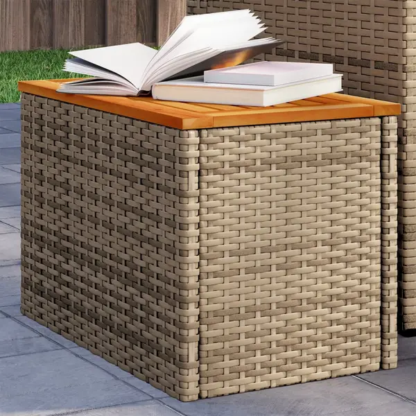 Gossi mese laterale de gradina 2 buc. bej 55x34x37cm lemn/poliratan