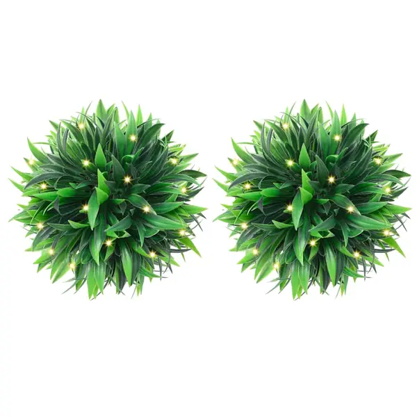 Gossi mingi artificiale din lemn de cimis cu lumini led 2 buc verde