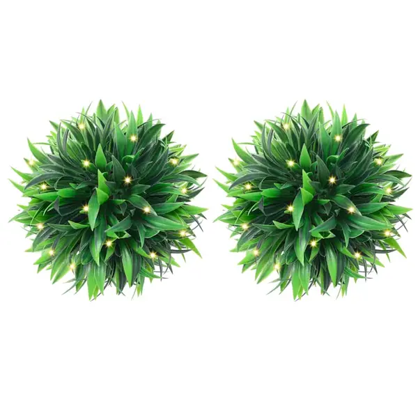 Gossi mingi artificiale din lemn de cimis cu lumini led 2 buc verde