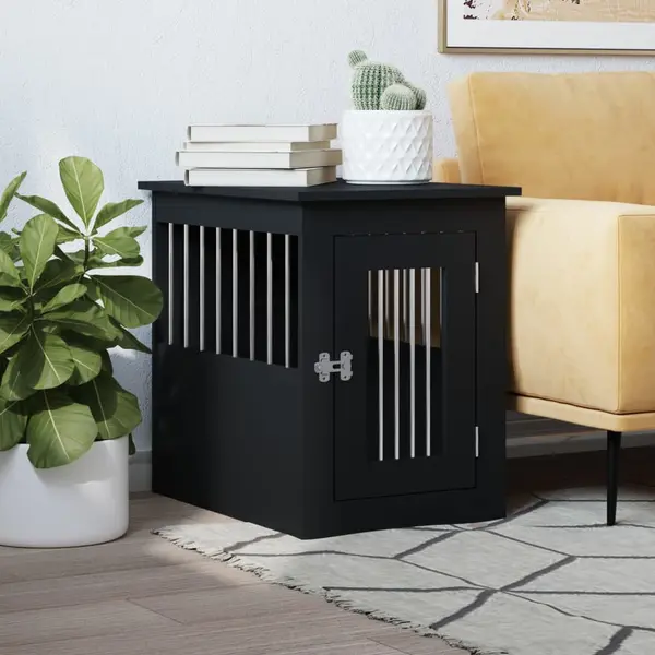Gossi mobilier tip lada pentru caini negru 45x62x59 cm lemn prelucrat