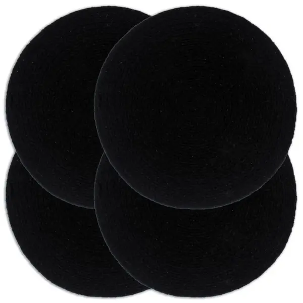 Gossi naproane, 4 buc., negru, 38 cm, bumbac, rotund