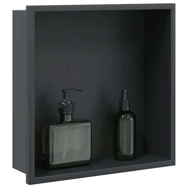 Gossi nisa de dus, negru mat, 32x32x9 cm, otel inoxidabil